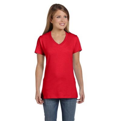 Hanes Ladies 4.5 Oz., 100% Ringspun Cotton Nano-T® V-Neck T-
