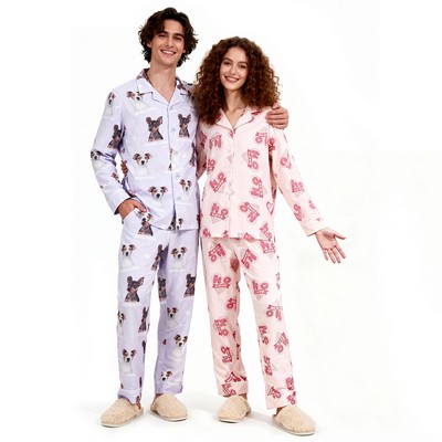 100% Cotton Unisex Long Sleeve Pajamas Set