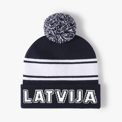 Custom Pom Pom Jacquard Knit Beanie