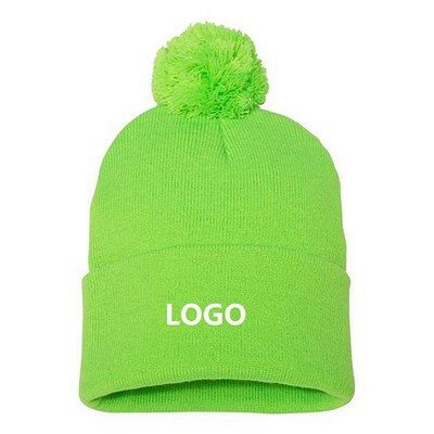 12" Pom-Pom Cuffed Beanie