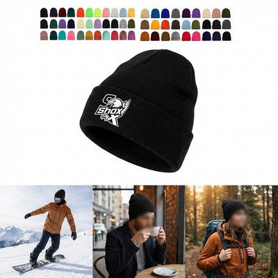 Winter Unisex 100% Acrylic Cuffed Beanie Hat