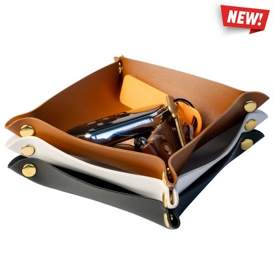 Faux Leather Catchall Tray