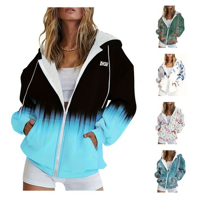 Winter Women's Zip-Up Casual Hoodie Jacket